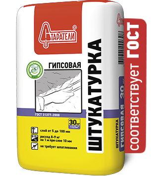 Штукатурка Гипсовая Старатели, 30 кг Штукатурка Гипсовая Старатели, 30 кгШтукатурки<br>Штукатурка для внутренних работ, ручного нанесения. <br>ГОСТ 31377-2008<br>