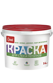 Краска акриловая для Стен и Потолков Старатели, 14 кг Краска акриловая для Стен и Потолков Старатели, 14 кгКраски<br>Белая, светопрочная, матовая краска допускает влажную уборку, колеруется водными пигментными пастами, для внутренн<br>