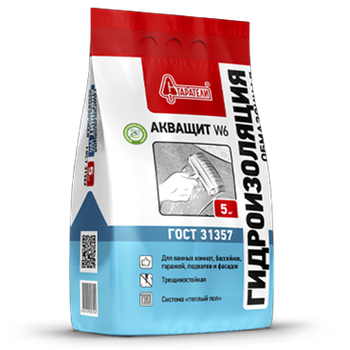Гидроизоляция обмазочная "АкваЩит" W6 ГОСТ 31357 5 кг
