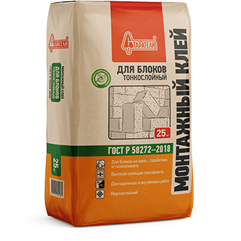 Монтажный клей для блоков тонкослойный 25 кг