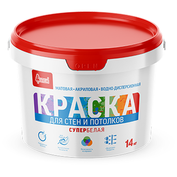 Краска "Для стен и потолков Супербелая" 14 кг