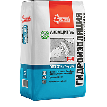 Гидроизоляция обмазочная "АкваЩит" W6 ГОСТ 31357 25 кг